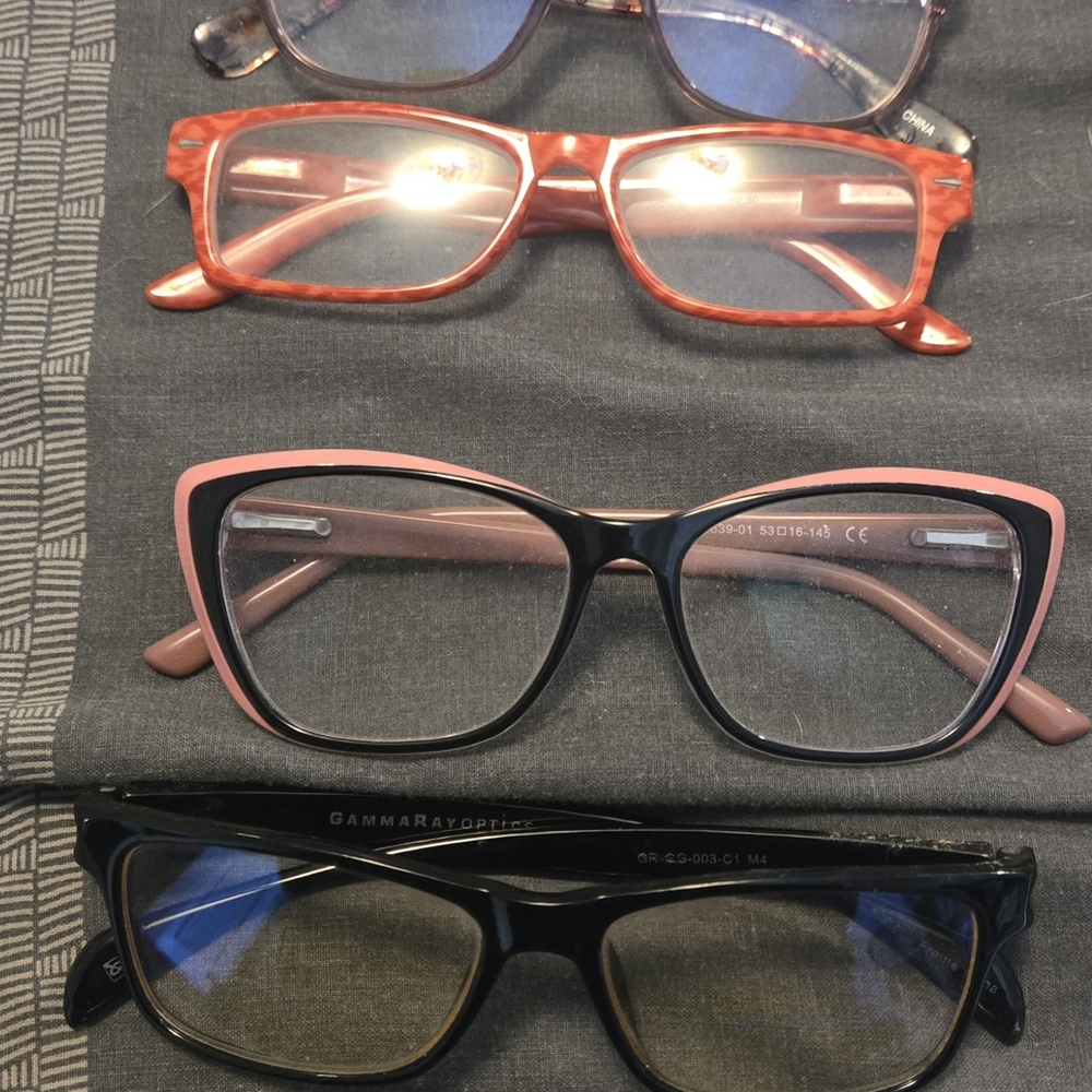 Stylish Eyeglasses Set in Red, Pink, and Black BLUE BLOCKING GLASSES
